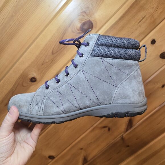 Duluth Trading Co Womens Ankle Work Boot Suede Gray/Purple Sz 8M High Arch - Picture 2 of 8